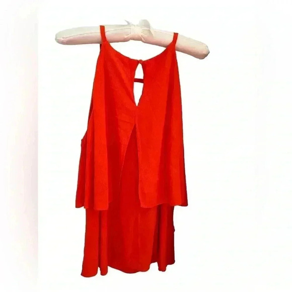Saks Fifth Avenue Orange tiered sleeveless blouse - size L - Picture 2 of 3